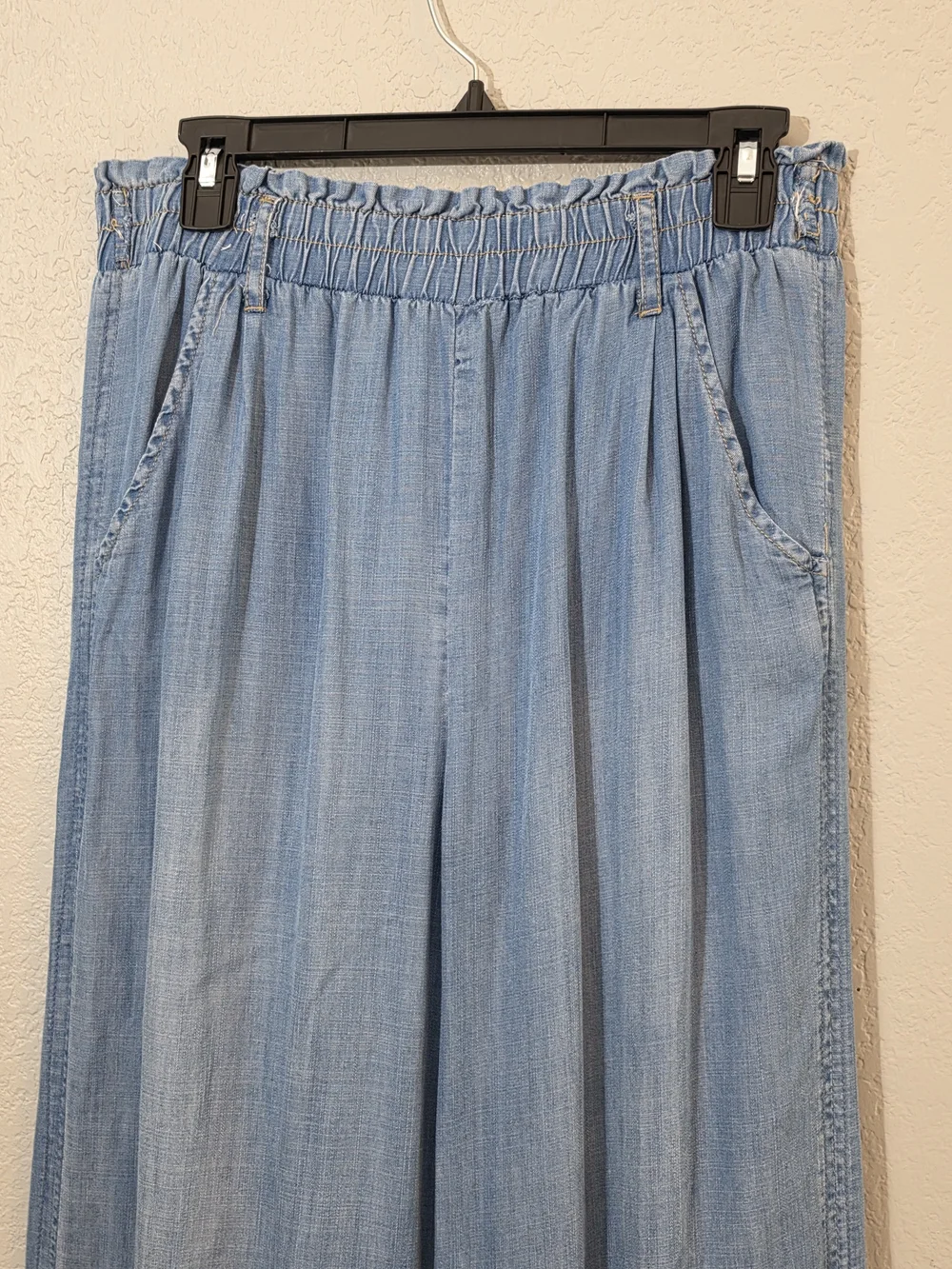 Knox Rose Light Blue Wide-Leg Chambray Jeans Womens Large High Rise - Picture 2 of 7